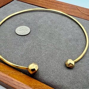 Faceted brass nugget open front choker ROOST statement necklace geometric gold